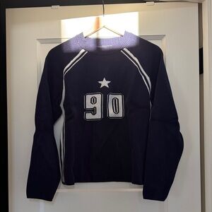 Cider Dark Blue Knit Top with Star and 90